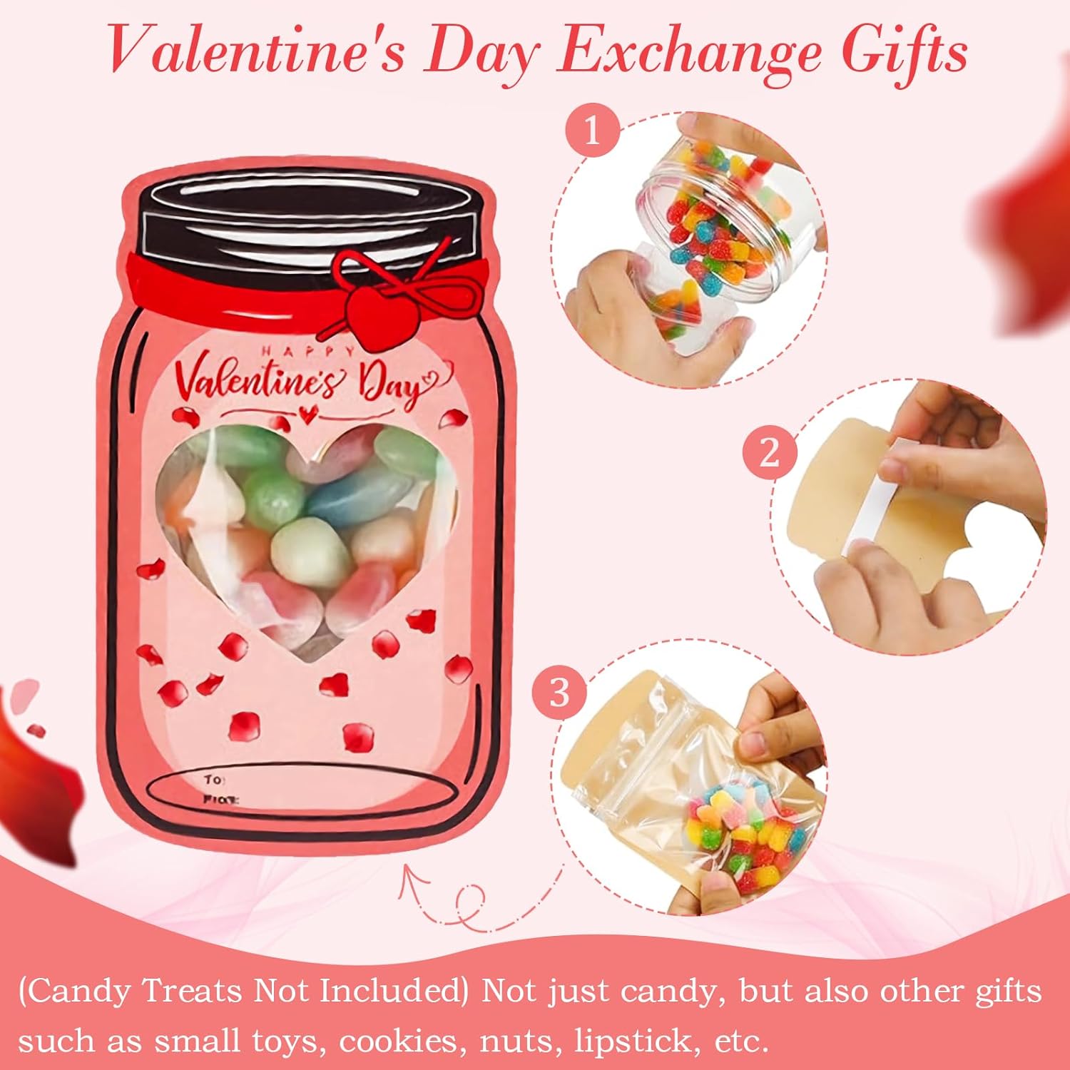 48 Pcs Mason Candy Jar Cards 