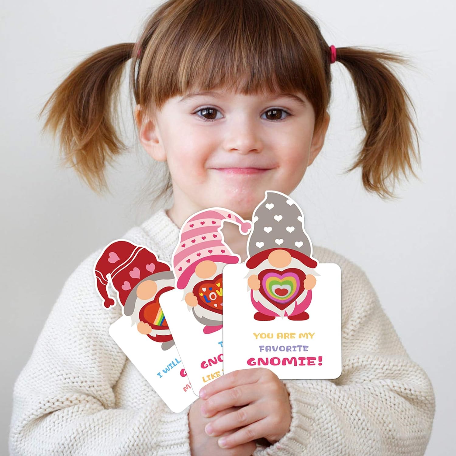 24 Pcs Gnomes Heart Erasers Card