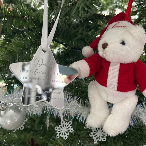  Family Remembrance Christmas Tree Star Bauble 