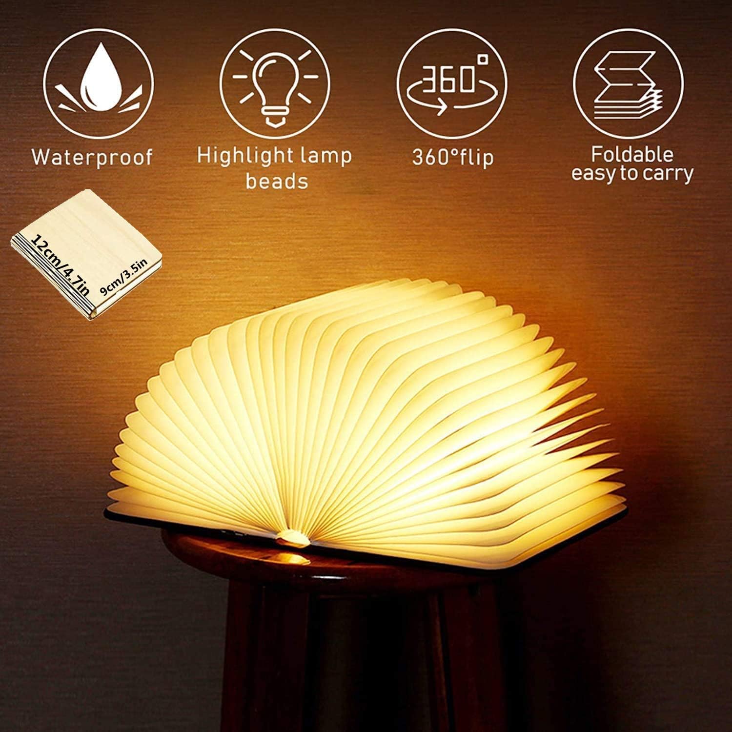 Novelty Wooden Folding Book Lamp