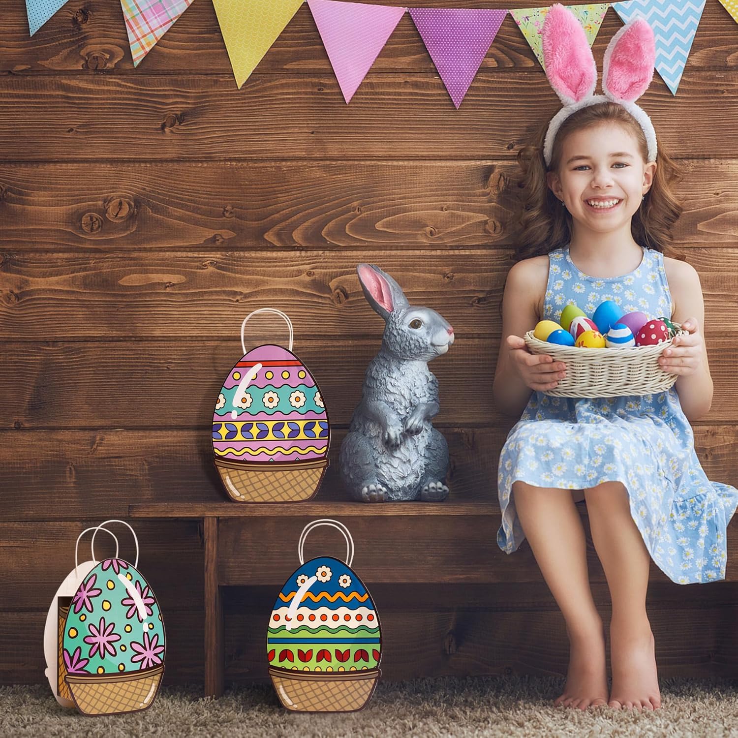 6Pcs Large Capacity Easter Egg Tote Bags