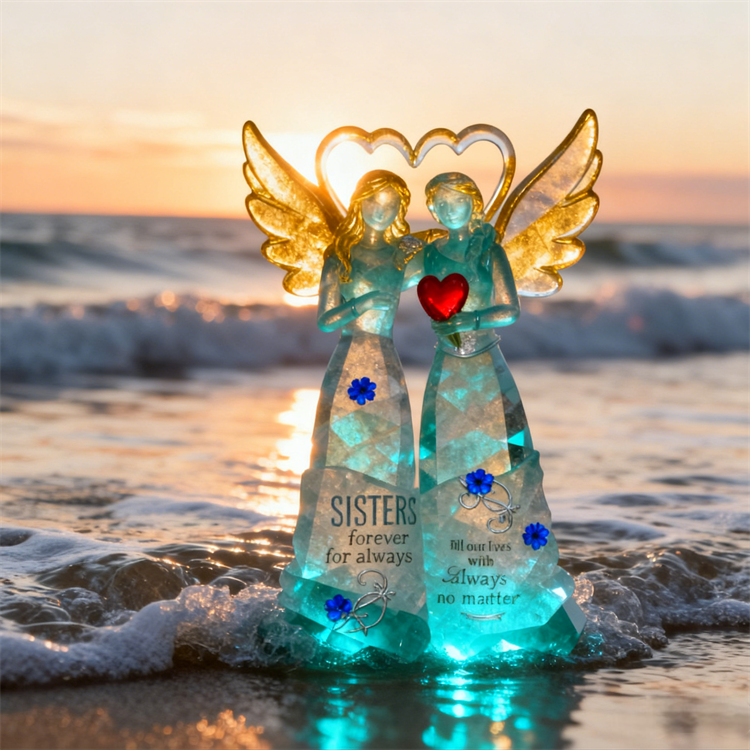 "Sisters Forever" Crystal Angel Sculpture