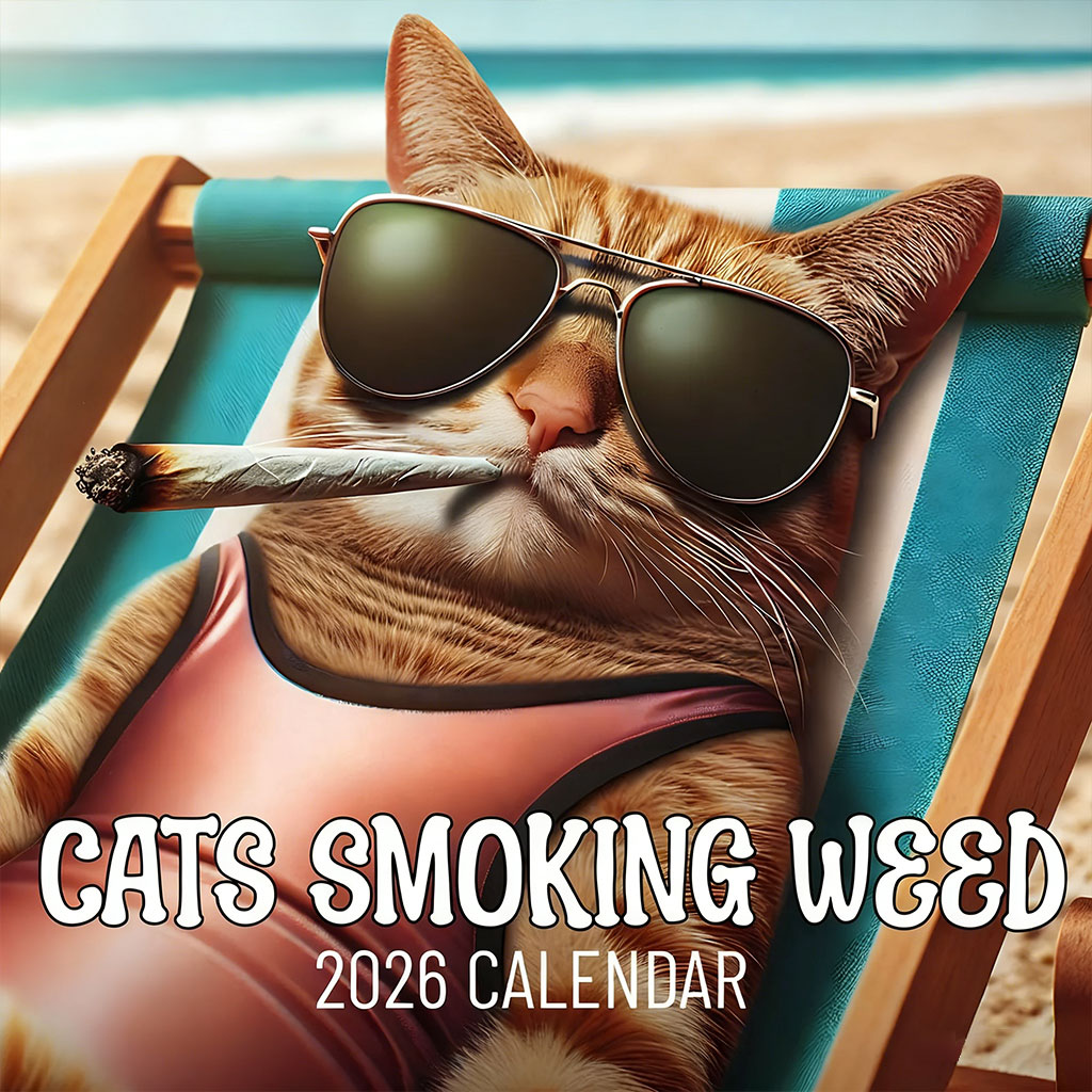 2026 Fun Cat Smoking Marijuana Calendar 2026 Fun Cat “Stoner” Calendar – A Year of Hilarious, High-Vibe Felines 😹🗓️