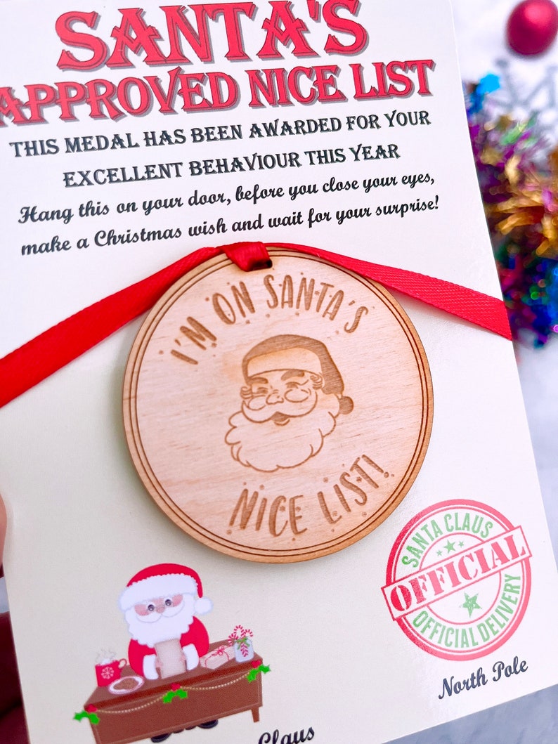 Christmas Eve Box Fillers Kids Santa Nice List Medal Letter Stocking Girl Boy Unique Keepsake Idea