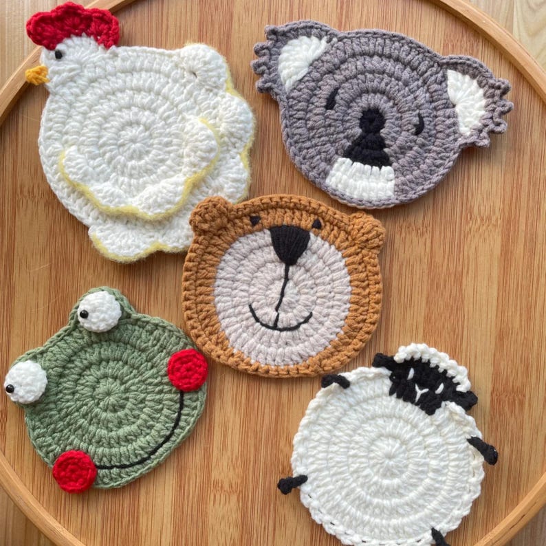 Handmade Crochet Animal Drink Coaster 