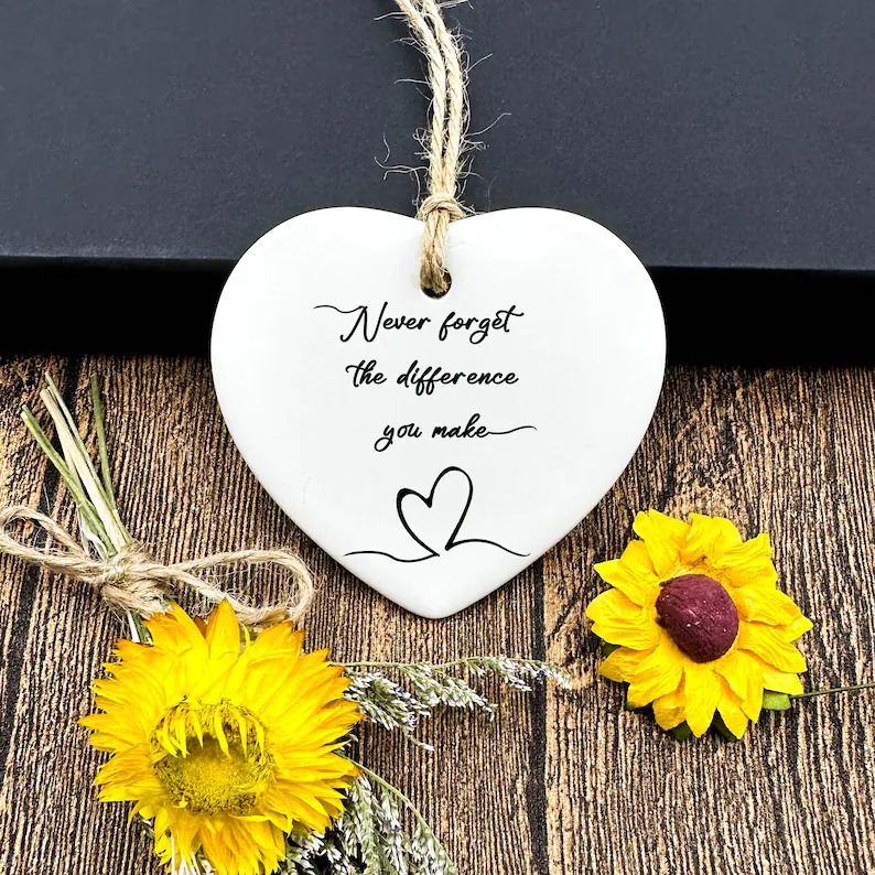 The Difference You Make, Thank You Ceramic Heart Gift