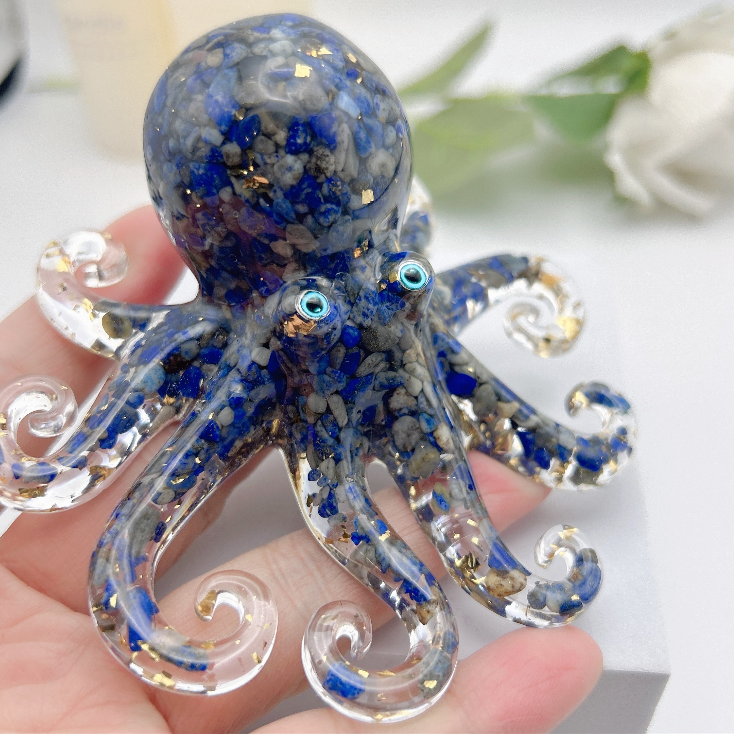 Crystal Cute Octopus Statue Ornament