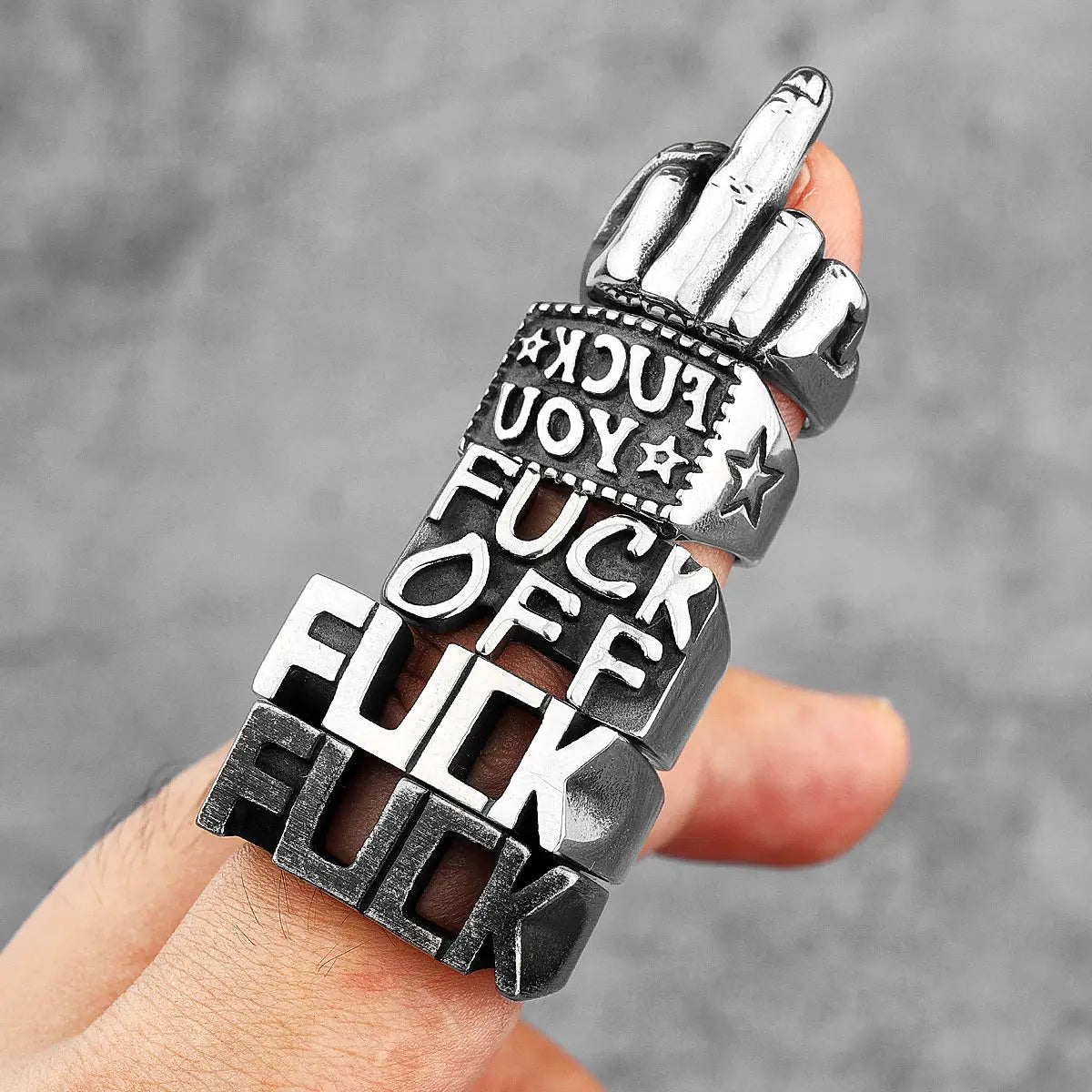 The F Word Punk Retro Stainless Steel Rings