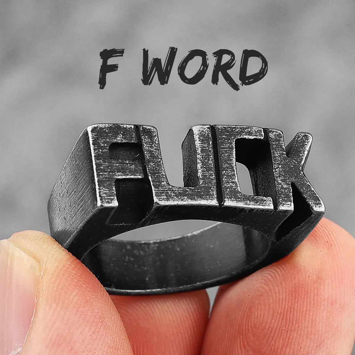 The F Word Punk Retro Stainless Steel Rings