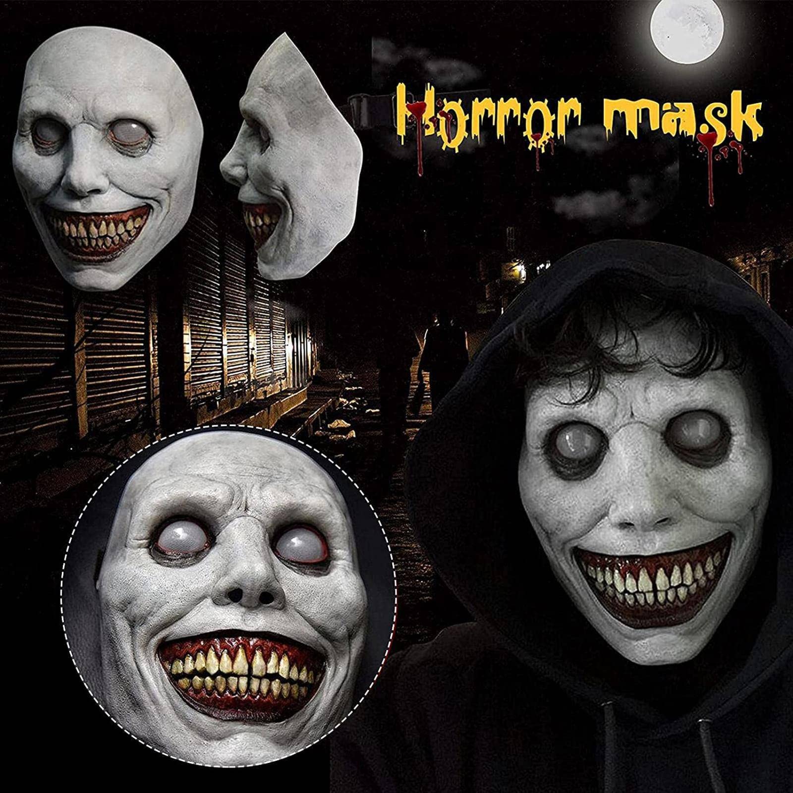 😈Creepy Smiling White Face Mask