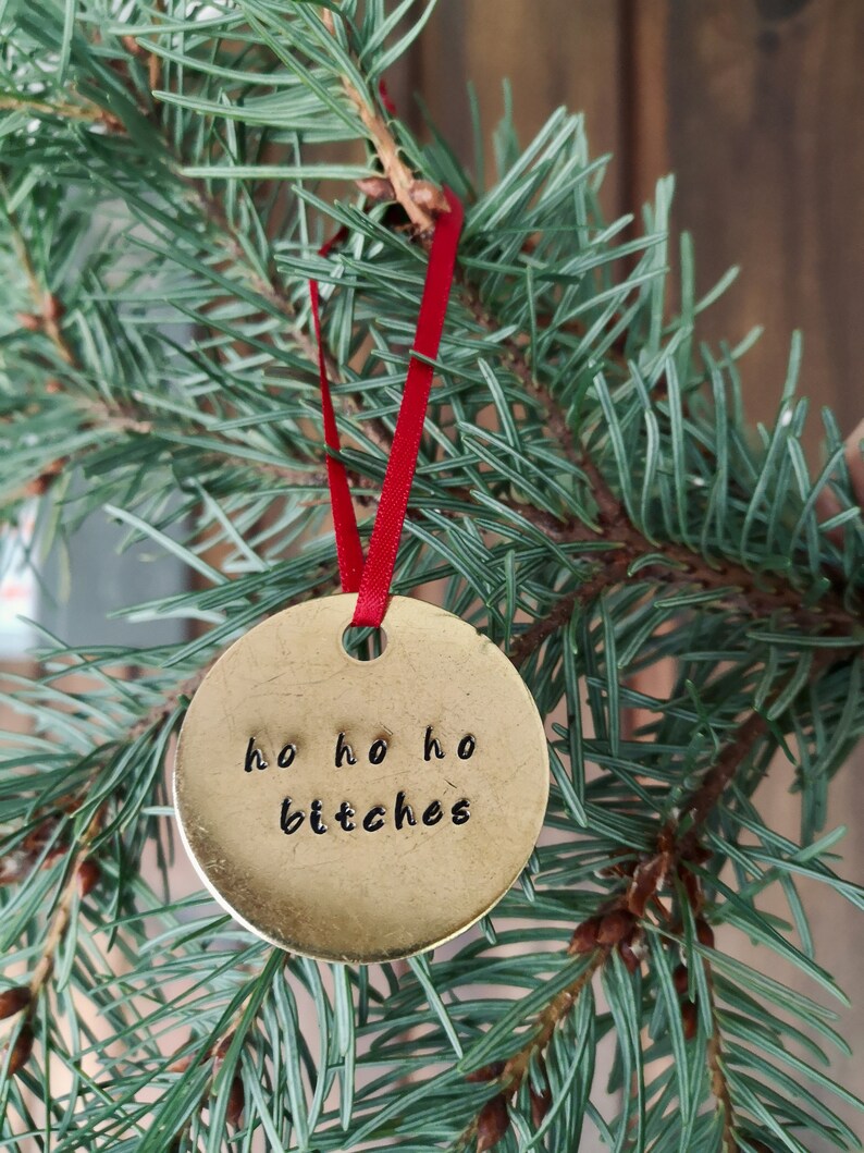 Hand Stamped Funny Christmas Tree Ornament
