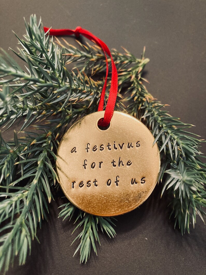 Hand Stamped Funny Christmas Tree Ornament