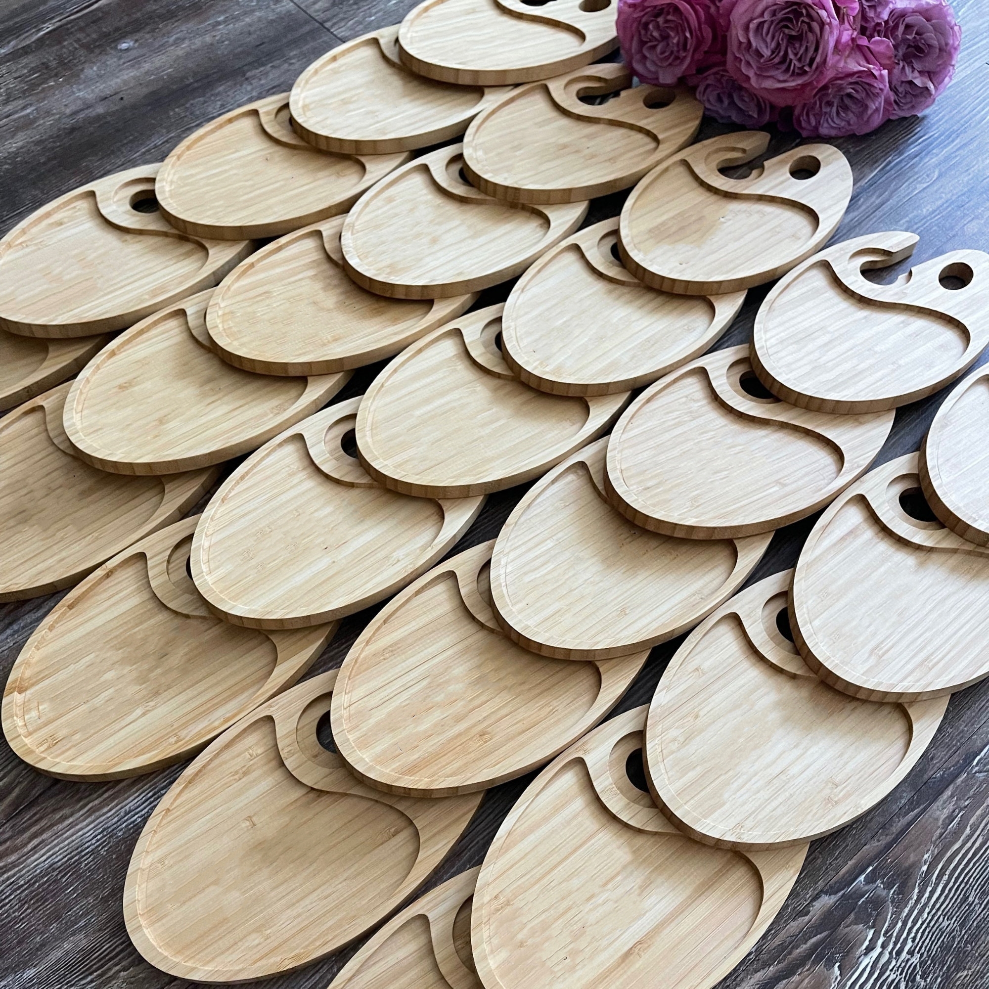 Bamboo Appetizer Plate & Wine Glass Holder