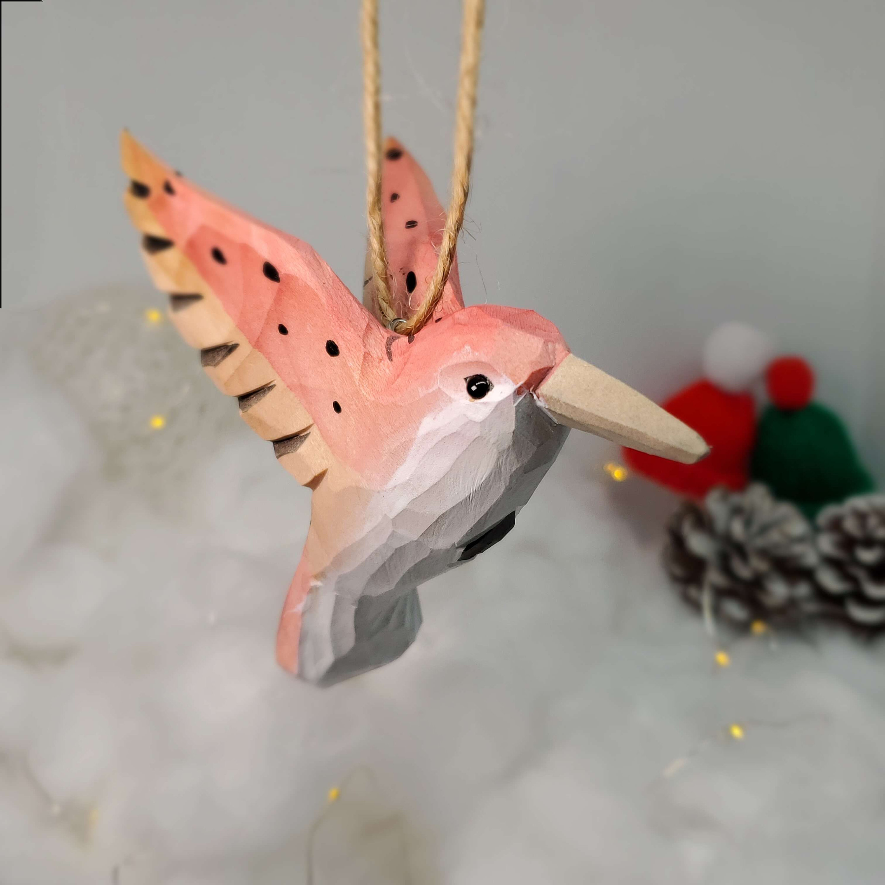 Wooden Hand Carved Painted Bird