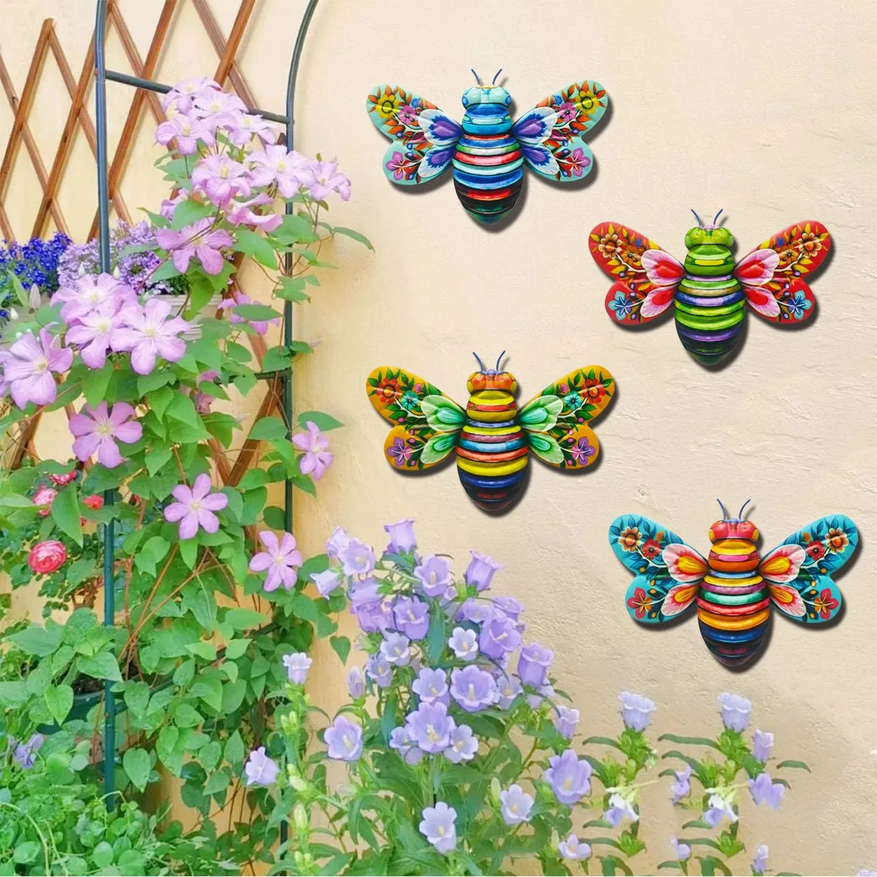 Iron Bee Art Sculpture Hanging Wall Decorations