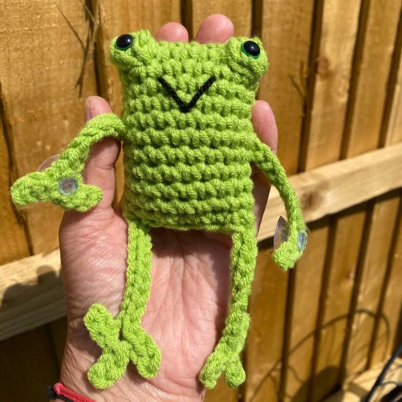 Handmade Leggy Green Frog with Suction Cups