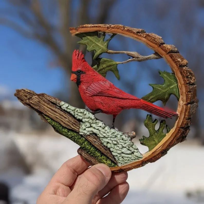 🐦Cardinal Wood Carving
