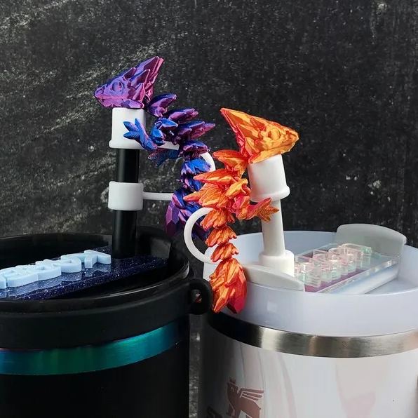 3D Printed Dragon Stanley Straw Topper