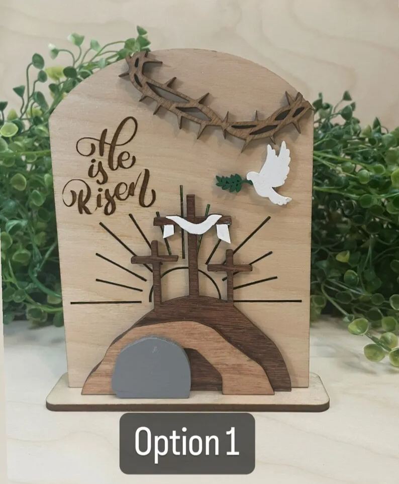 Empty Tomb " He is Risen" Religious Decor