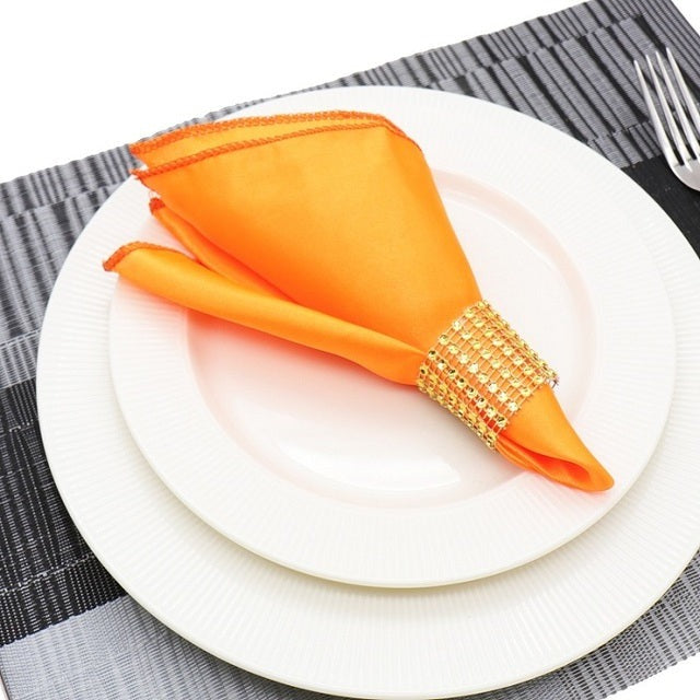 50Pcs Table Napkin Cloth Square Satin Fabric Pocket Handkerchief-Grand Kitchen