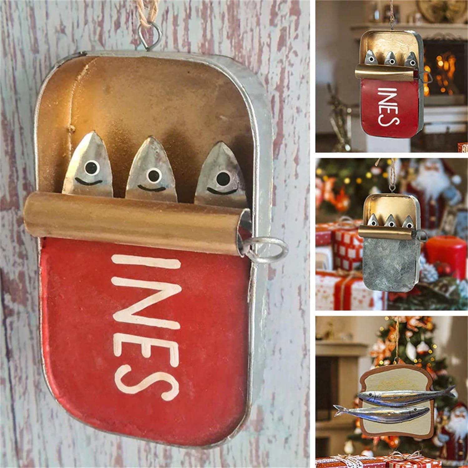 Tin of Sardines Quirky hanging ornament