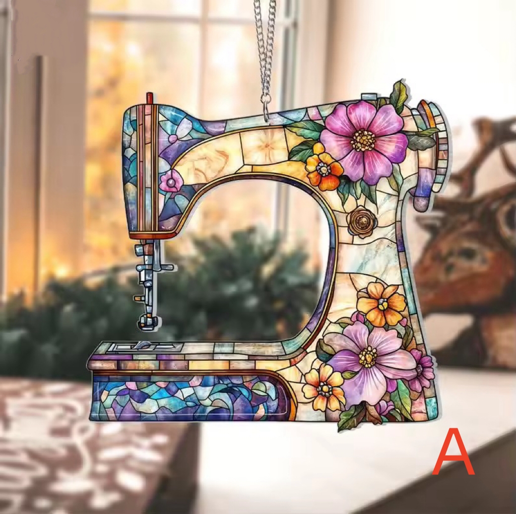Cute Sewing Machine Suncatcher Ornament