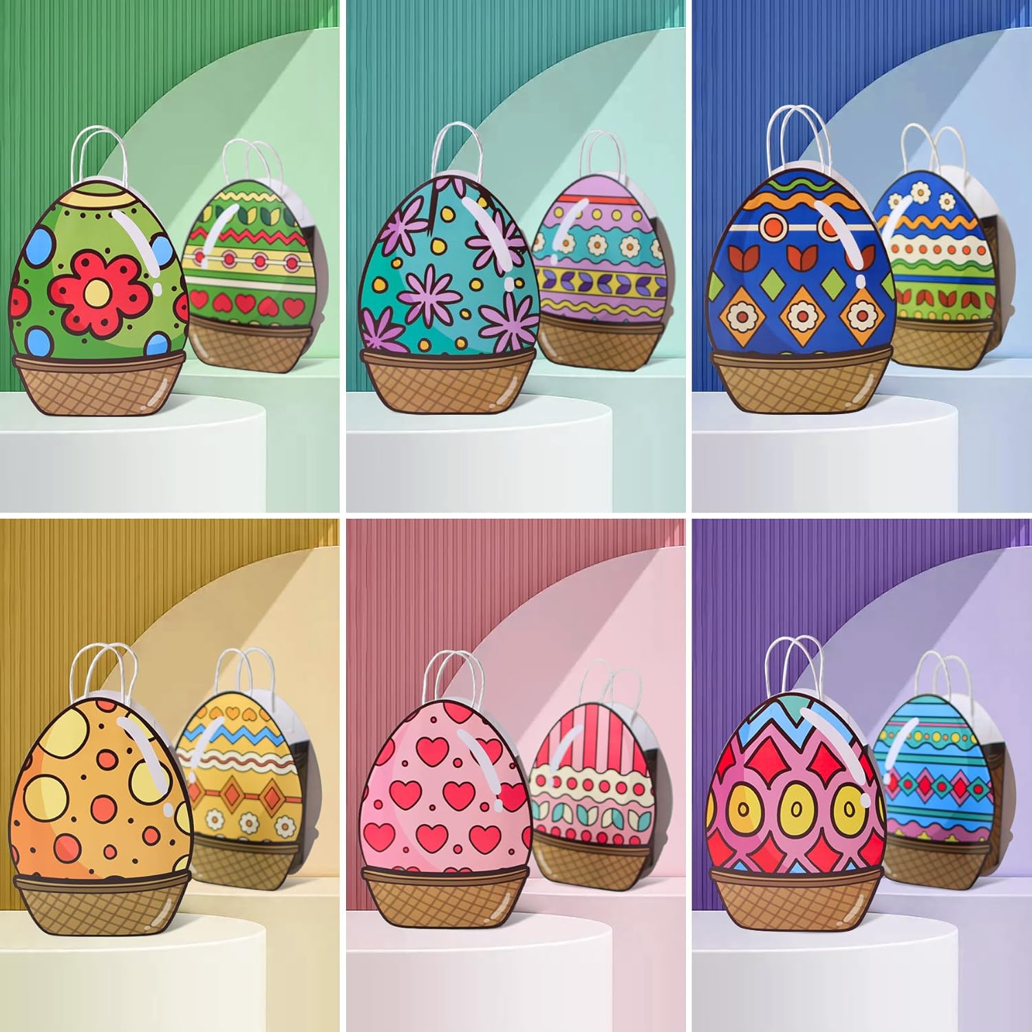 6Pcs Large Capacity Easter Egg Tote Bags