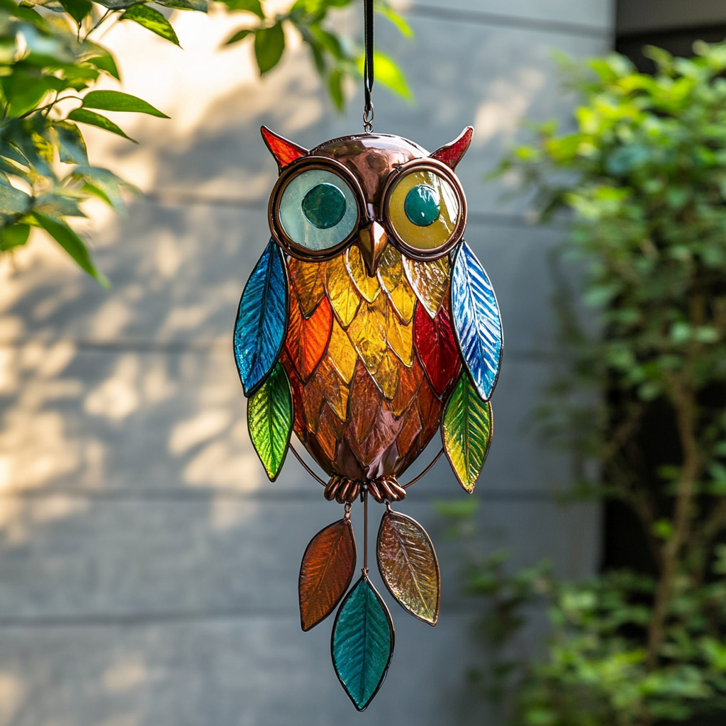🌈Stained Owl Hangings