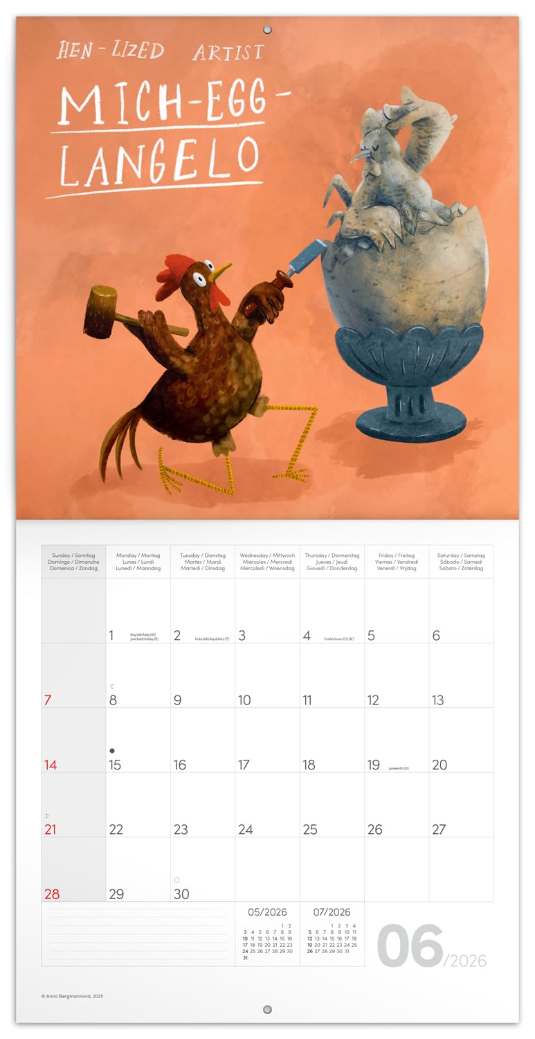 2026 Chicken Artists Wall Calendar