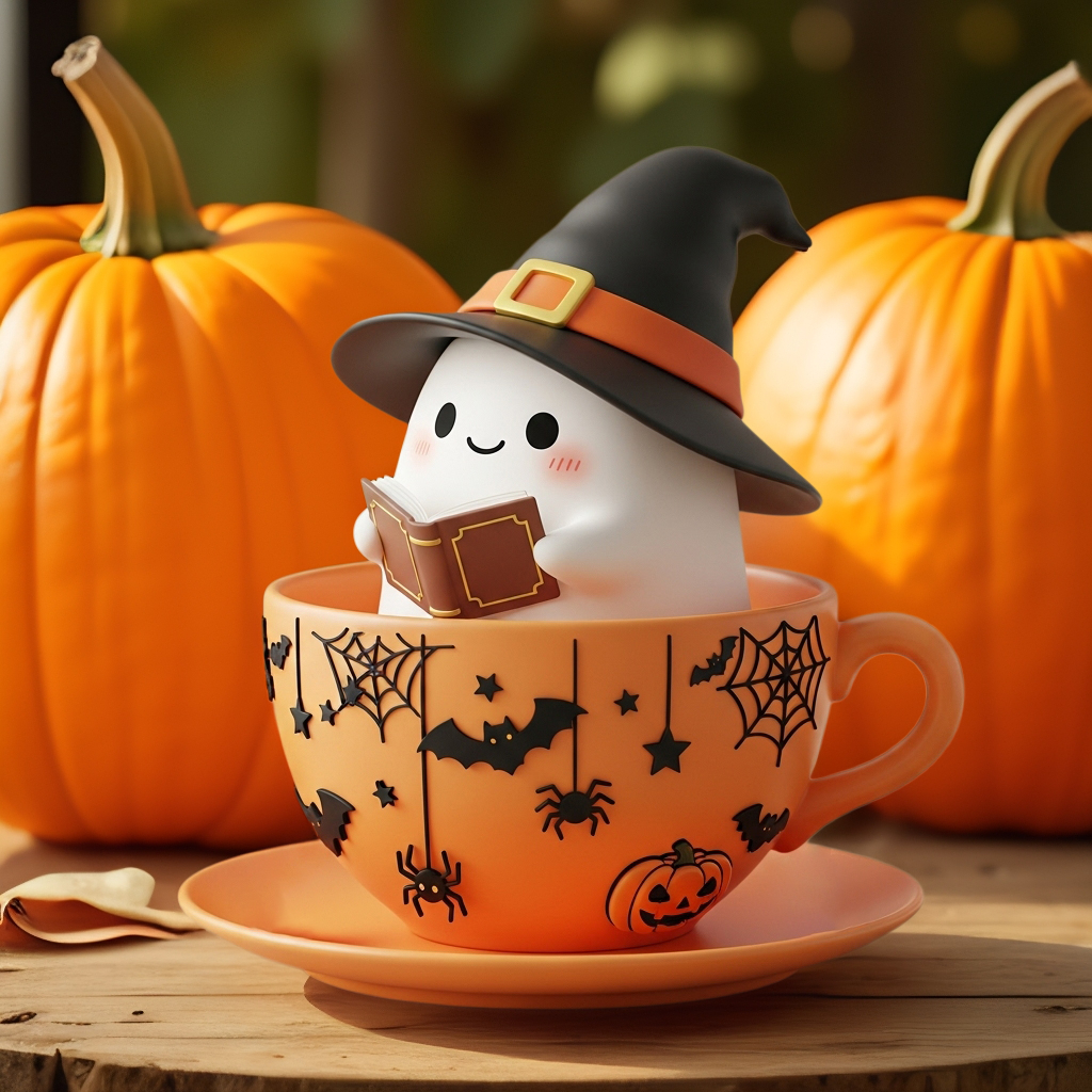 👻Whimsical Halloween Ghost Teacup Decor