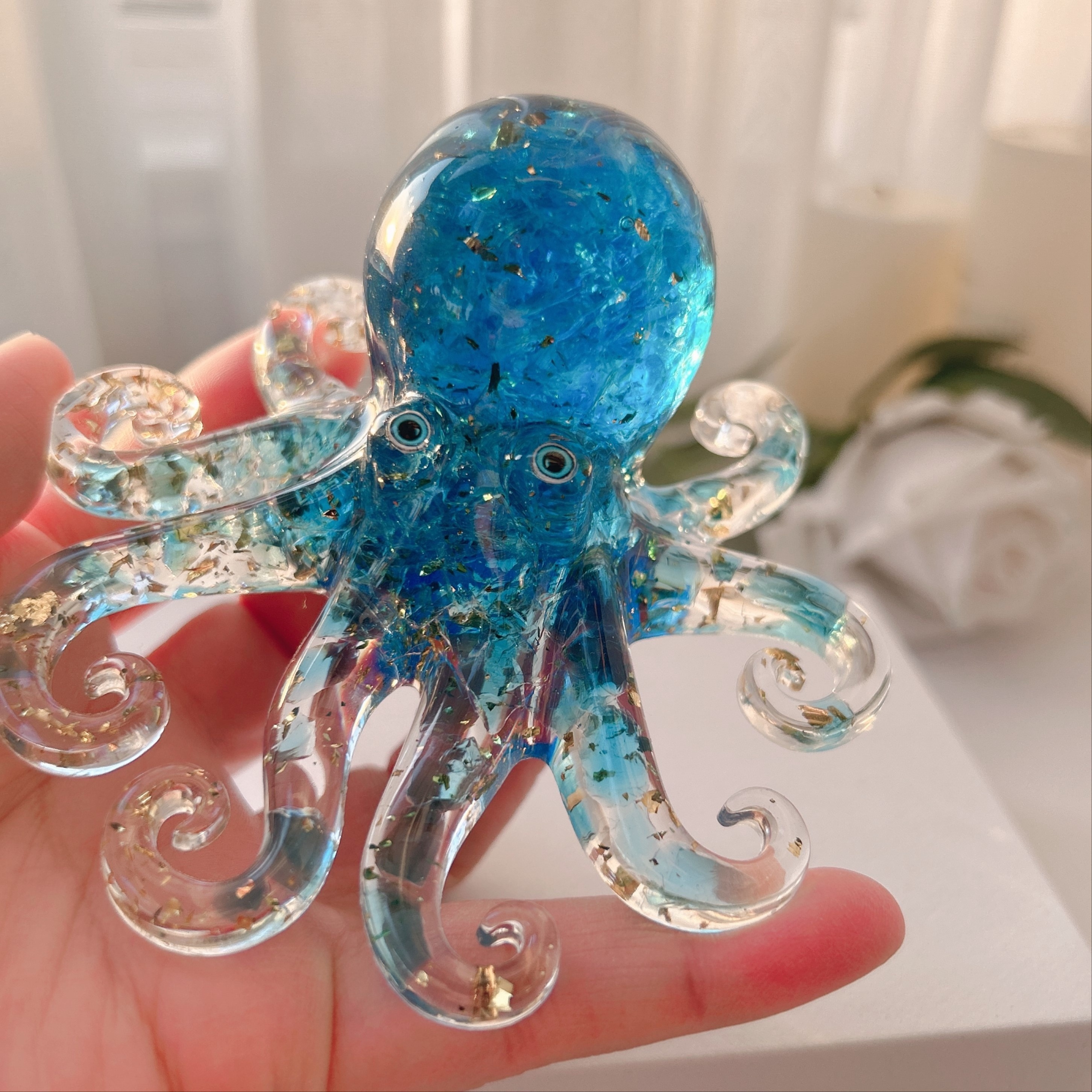 Crystal Cute Octopus Statue Ornament