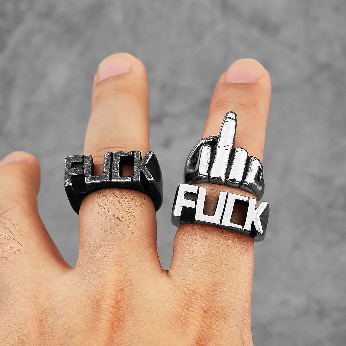 The F Word Punk Retro Stainless Steel Rings