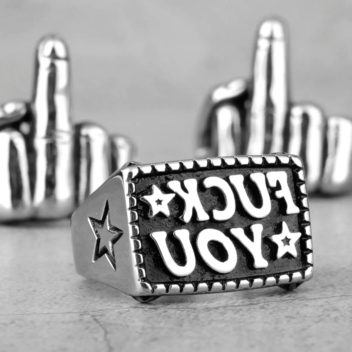 The F Word Punk Retro Stainless Steel Rings