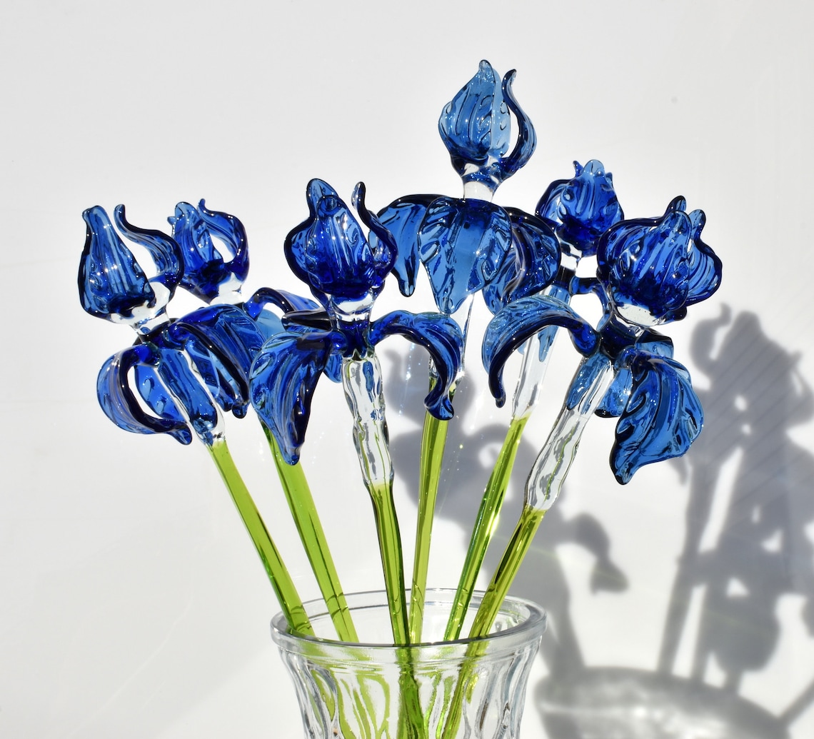 Hand Blown Glass Iris Flower