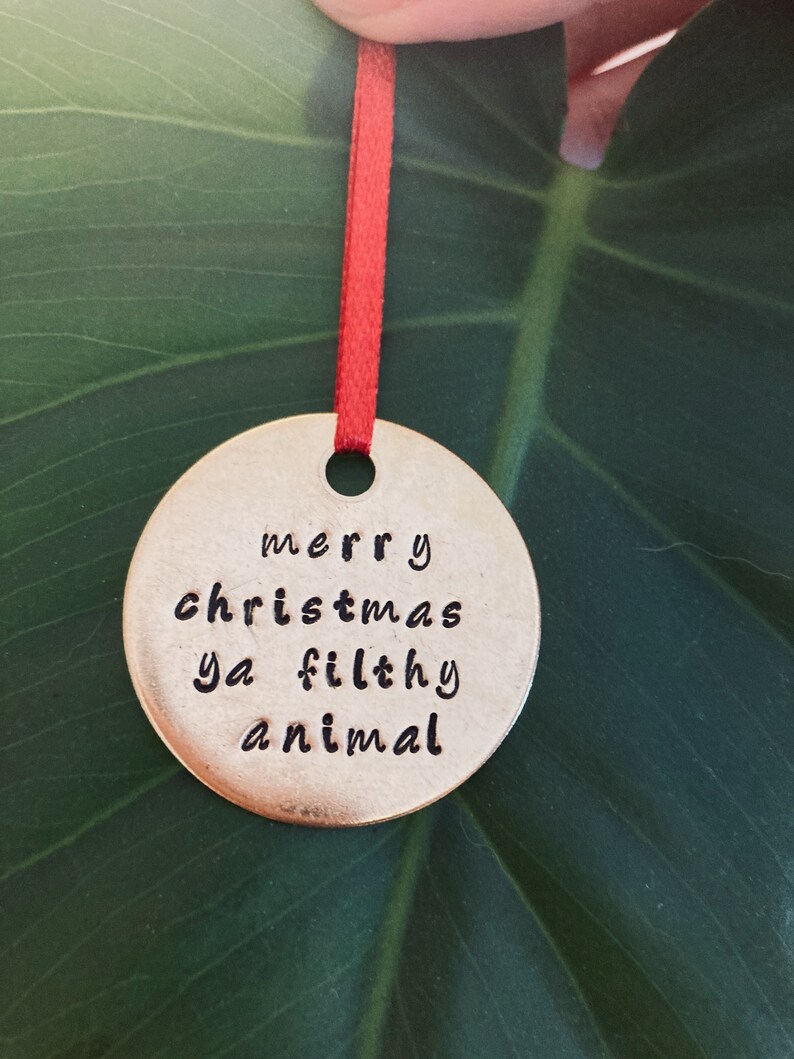 Hand Stamped Funny Christmas Tree Ornament