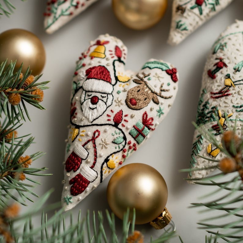 ❤️DIY Heart Shaped Christmas Ornament Embroidery Kit