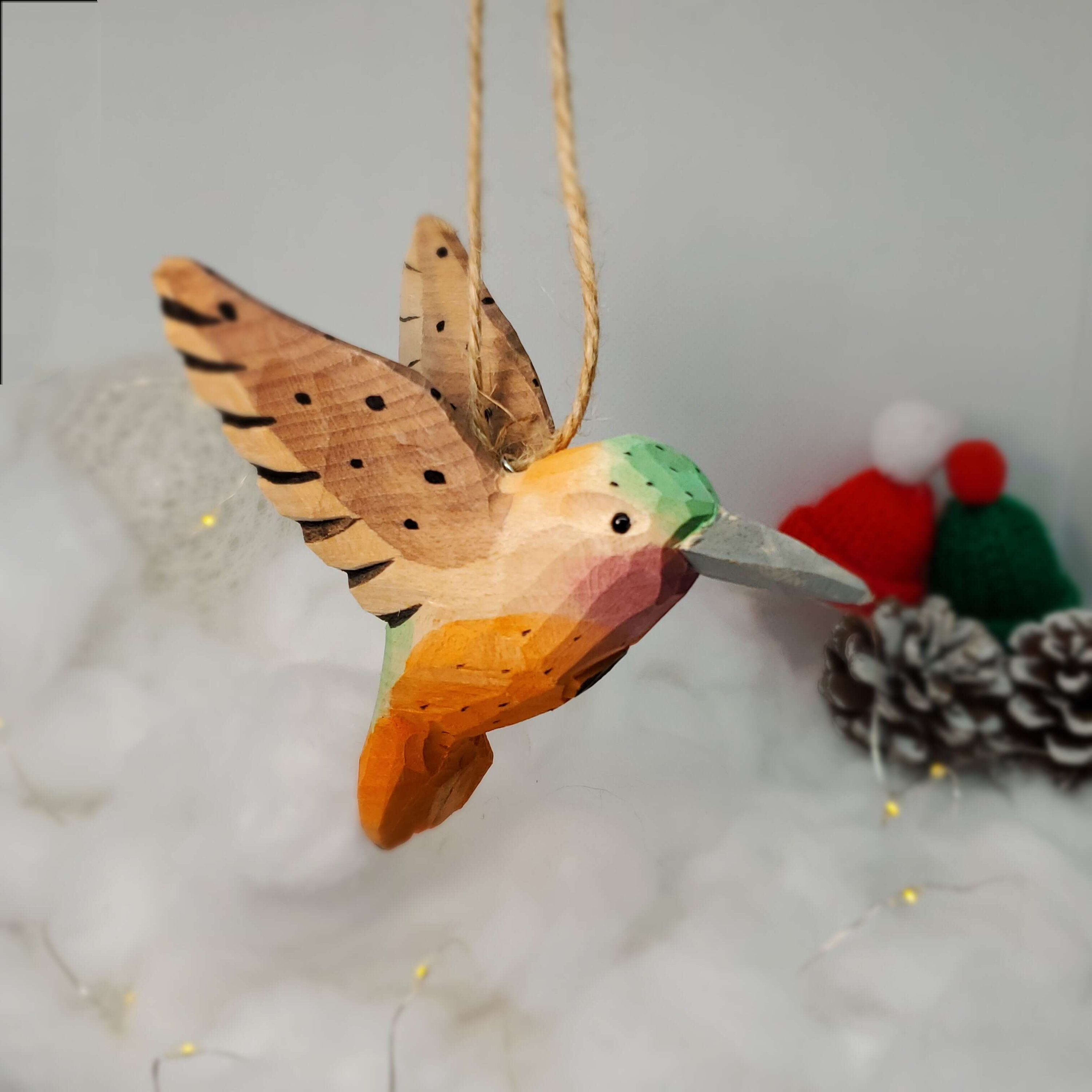 Wooden Hand Carved Painted Bird