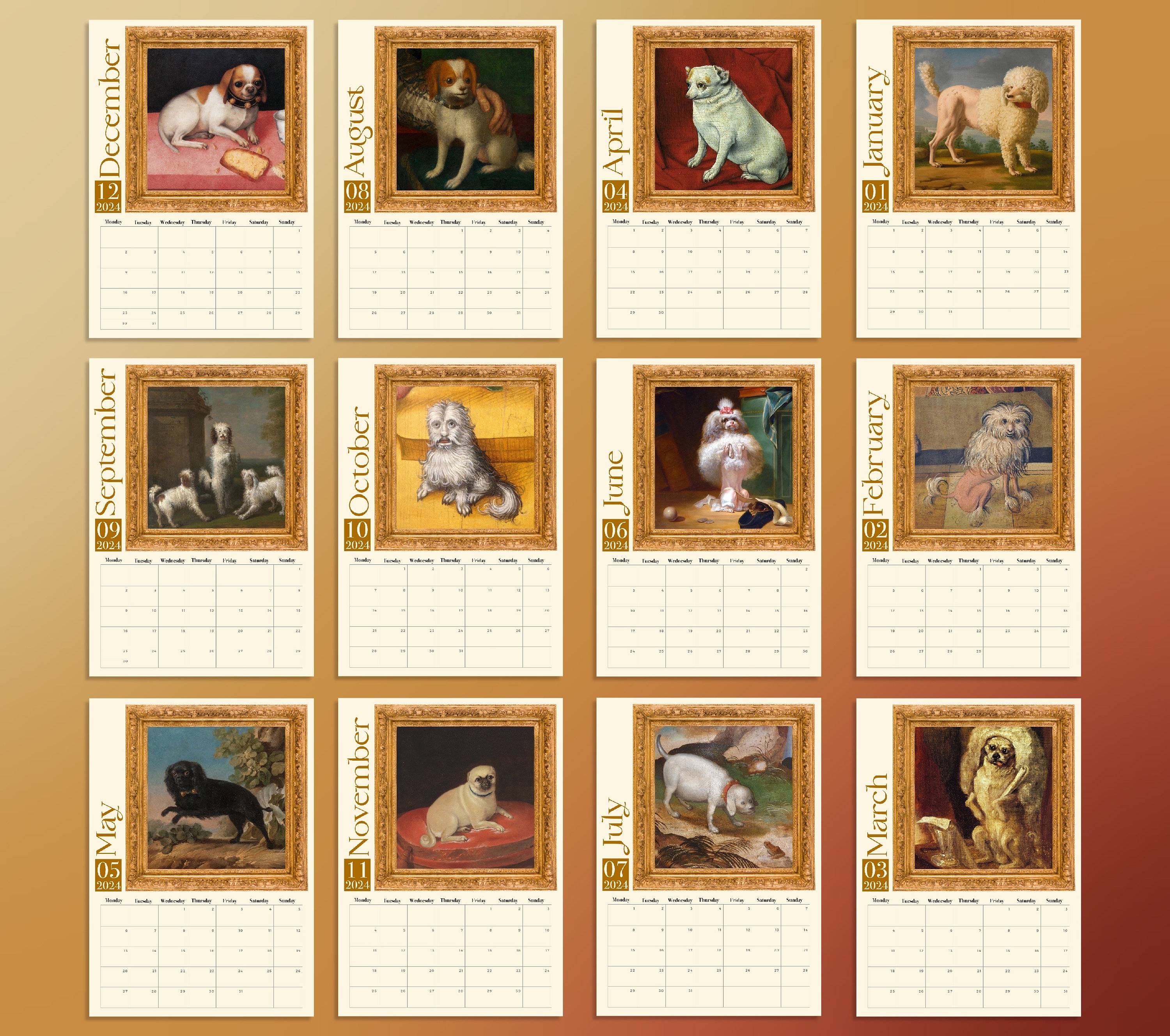 Weird Renaissance Dogs 2024 Wall Calendar