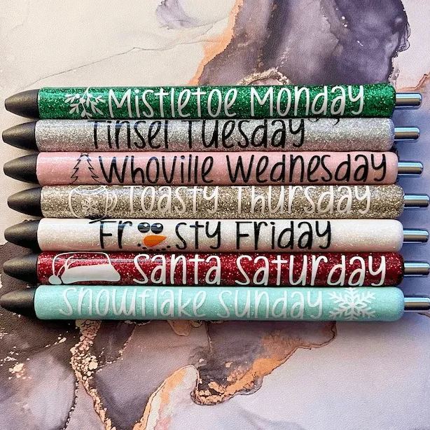 Halloween Weekday Glitter Pen SET (set of 7)