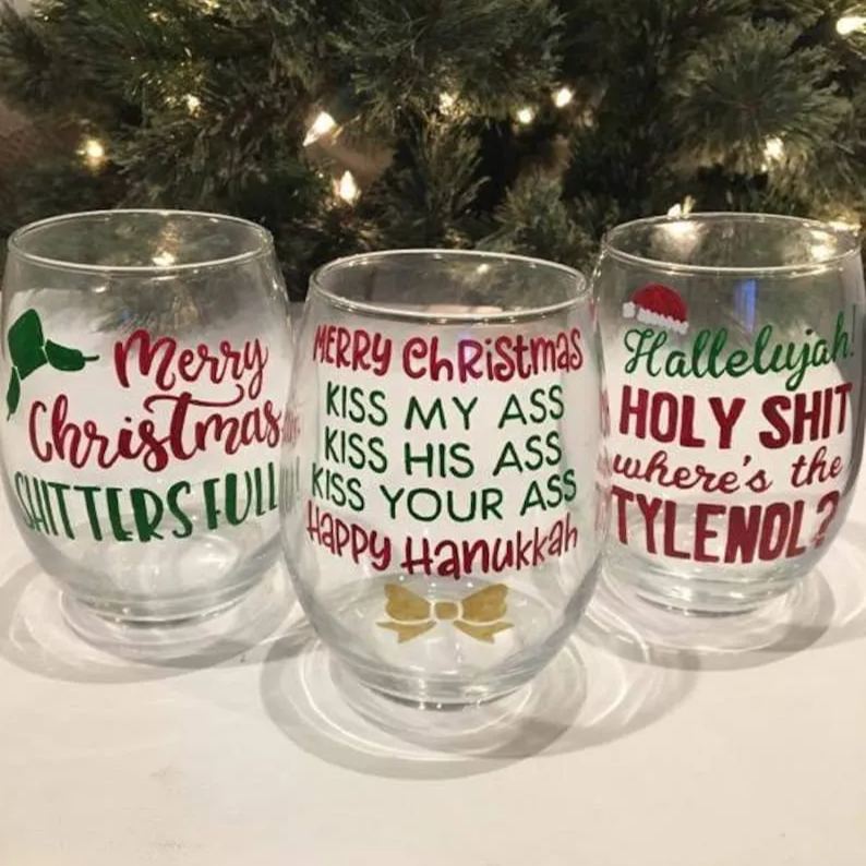 Christmas Vacation Wine Glasses
