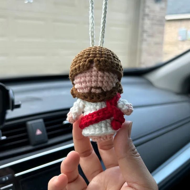 Crochet Mini Jesus Hanging