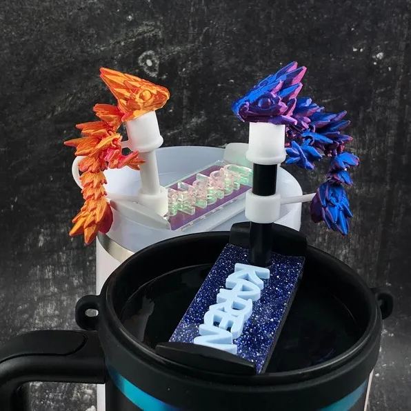 3D Printed Dragon Stanley Straw Topper
