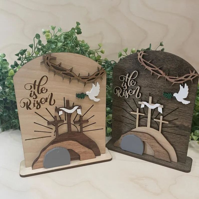 Empty Tomb " He is Risen" Religious Decor