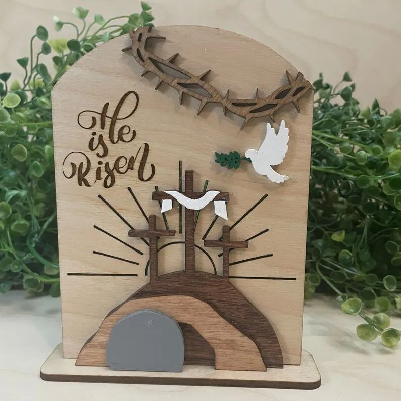 Empty Tomb " He is Risen" Religious Decor