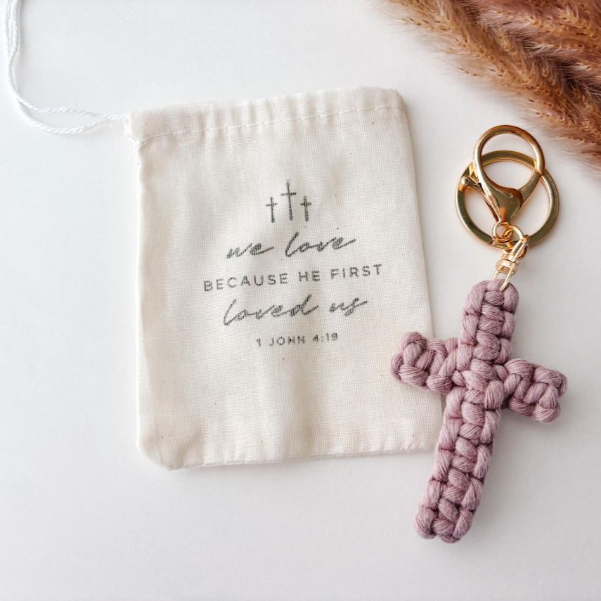 Macrame Cross Keychain