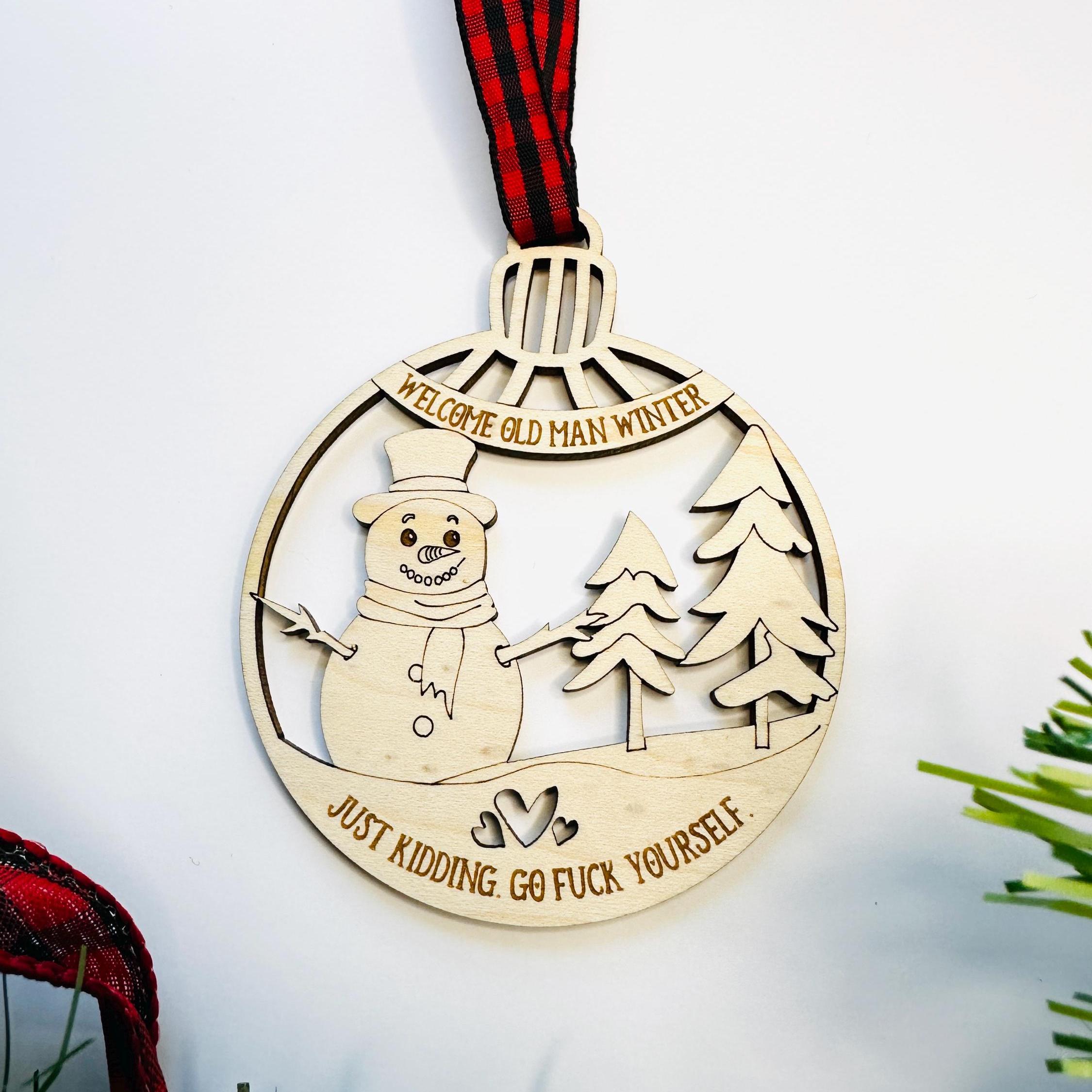 Naughty Pun Christmas Ornament