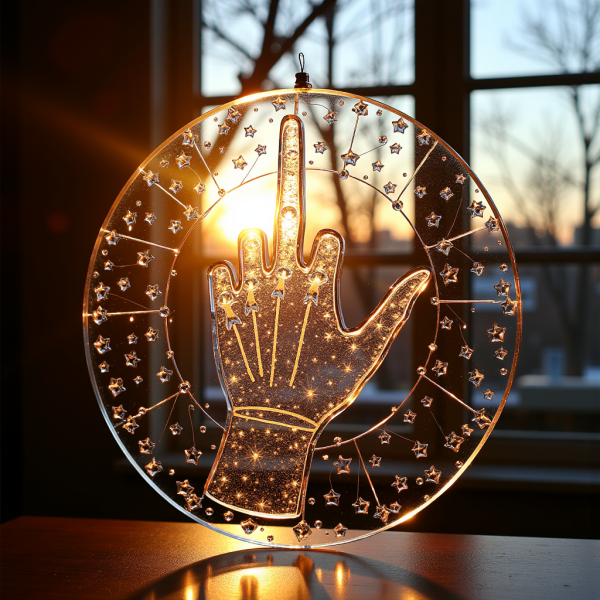 Middle Finger Stained Glass Suncatcher – Say It with Sunlight