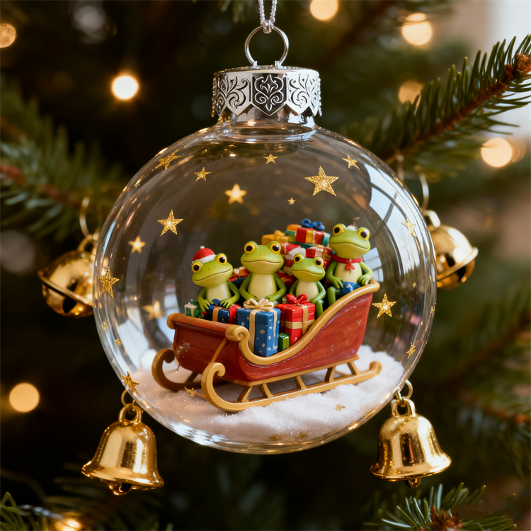 ​​Froggy Holiday Magic Christmas Ornament 
