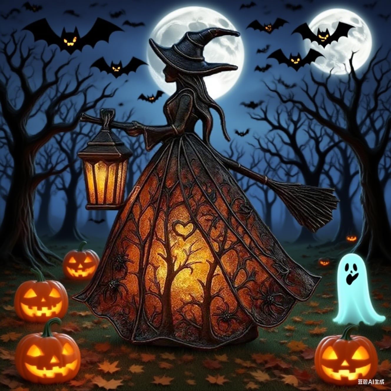 Halloween Witch Lamp Decor