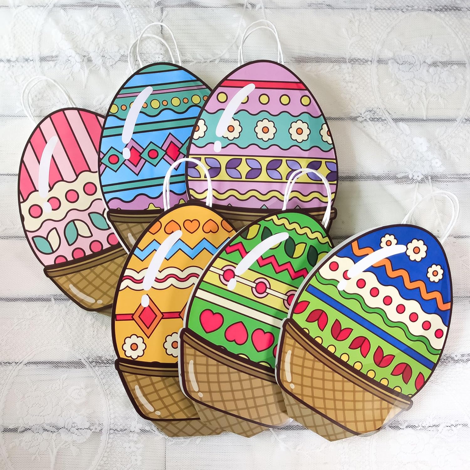 6Pcs Large Capacity Easter Egg Tote Bags